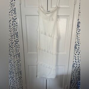 Princess Polly White Sleeveless Dress with Ruffle Details size 2